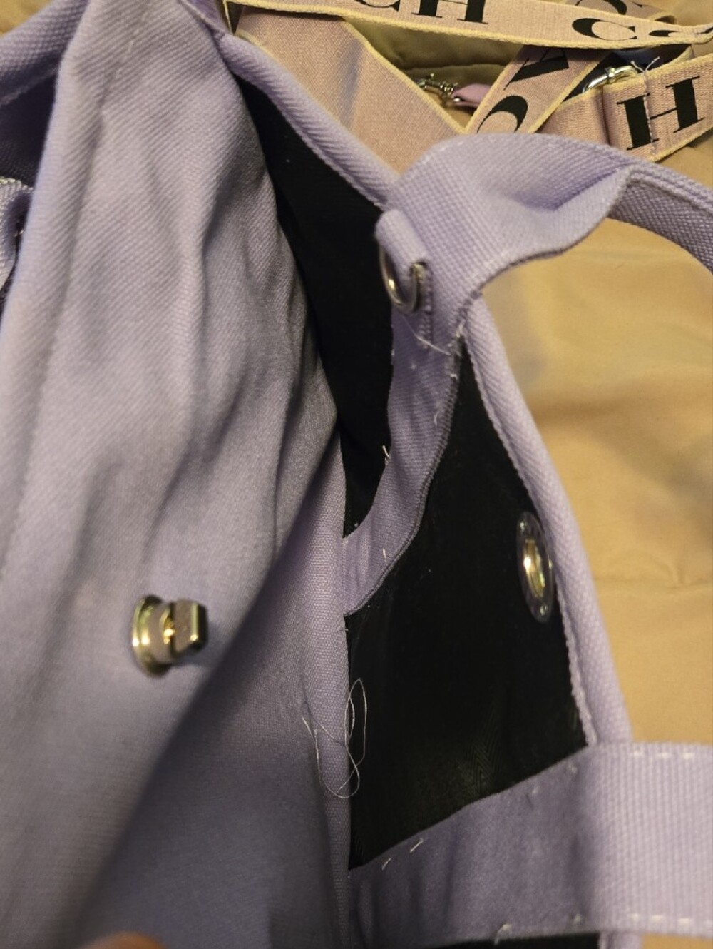 Coach Lavender Canvas Tote with Purple Logo and Strap - Picture 5 of 12